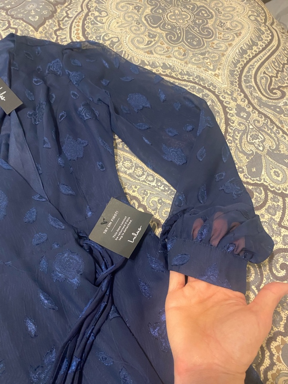 Lulu's Navy Floral Wrap Maxi Dress - Picture 5 of 7